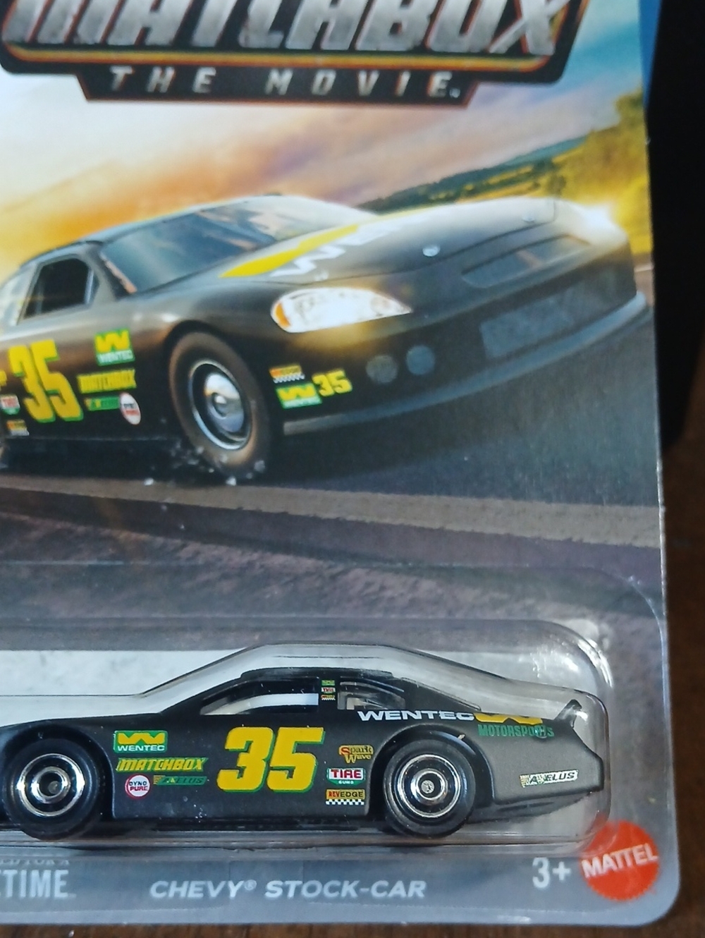 Chevy Stock Car Matchbox # 35 Black Car with Yellow Graphics